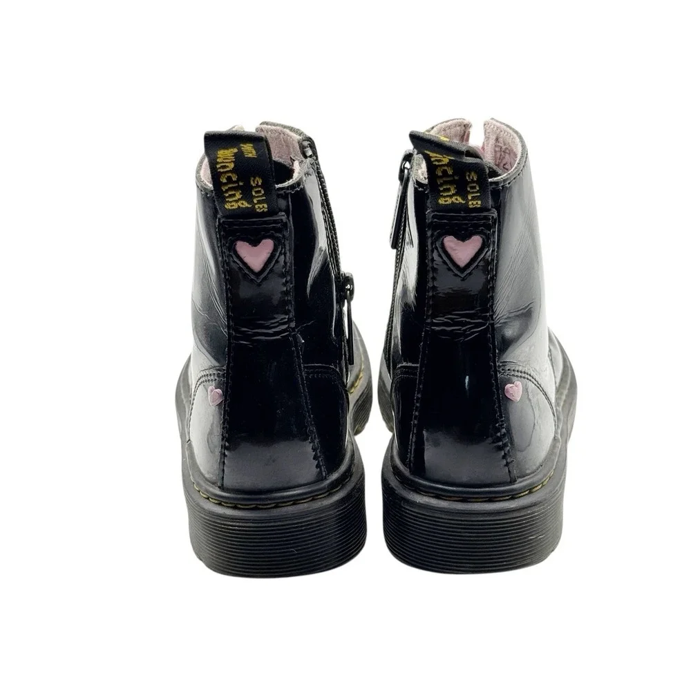 Dr Martens JUNIOR HEART Nappa Patent Leather Pull-on Boots Size 13